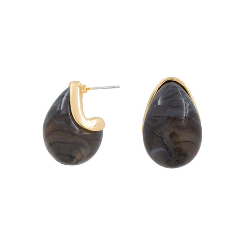 Gray Dome Teardrop Earring