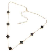 Black Quatrefoil Station Necklace