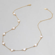 White Quatrefoil Station Necklace