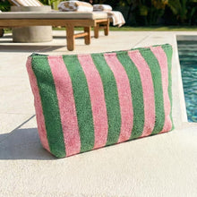 Pink and Green Striped Pouch
