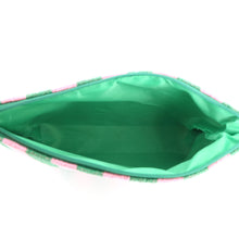 Pink and Green Striped Pouch