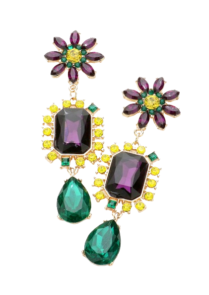 Mardi Gras For the Ball Earring