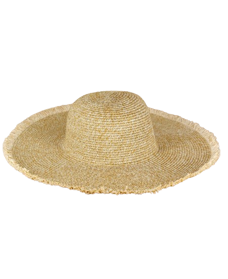Beige Frayed Edge Straw Hat