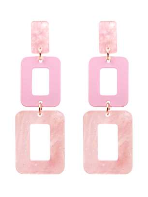 Pink Glitter Square Earrings