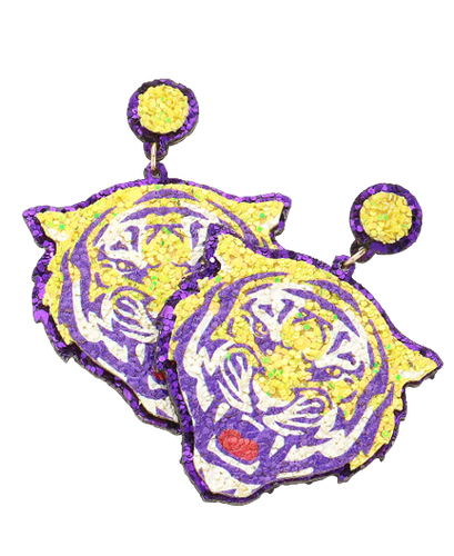 Glitter Tiger Head Earrings
