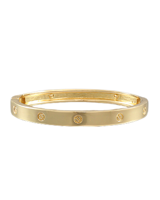 Gold Circle Engraved Bracelet