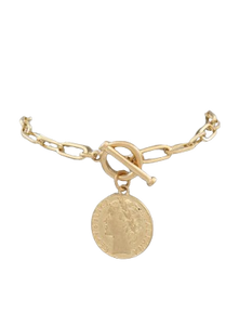Gold Coin Toggle Bracelet