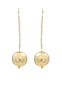 Gold Disco Ball & Rhinestone Earrings