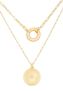 Gold Evil Eye & Disc Necklace