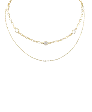 Gold Glass Station Necklace
