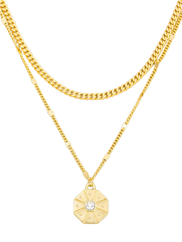 Gold Layered Octagon Pendant Necklace