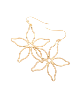 Gold Metal Flower Earrings