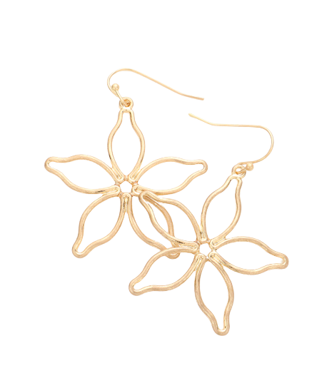 Gold Metal Flower Earrings