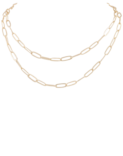 Gold Paperclip Double Necklace