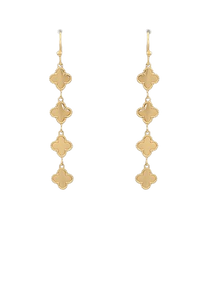 Gold Four Quatrefoil Drop Earrings