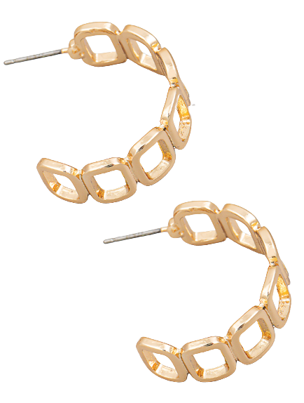 Gold Square Chain Hoops