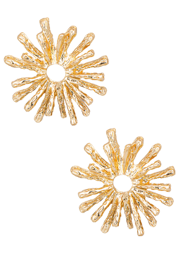 Gold Metallic Sunburst Stud Earrings