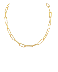 Gold Textured Paperclip Necklace