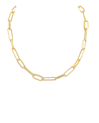 Gold Textured Paperclip Necklace