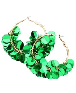 Green Petal Cluster Earrings