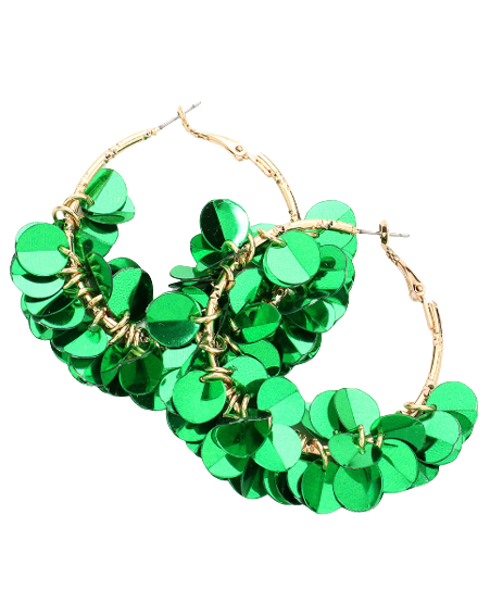 Green Petal Cluster Earrings
