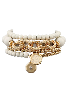 Ivory Wood & Chain Bracelet