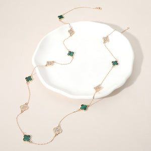 Green Clover Long Necklace
