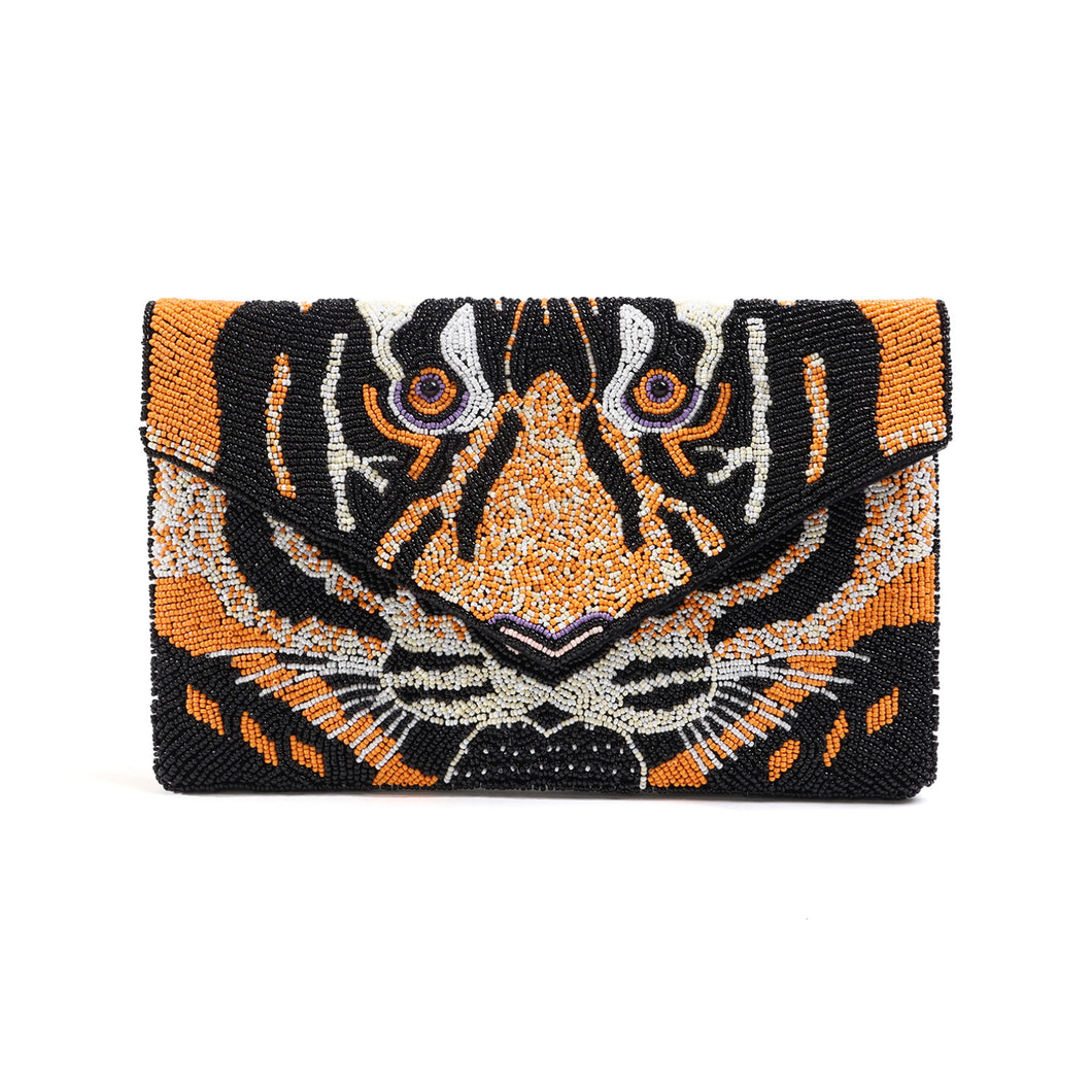 Beaded Tiger Face Clutch