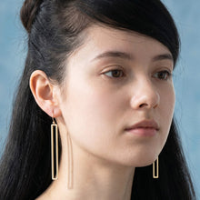 Gold Rectangle Drop Earrings