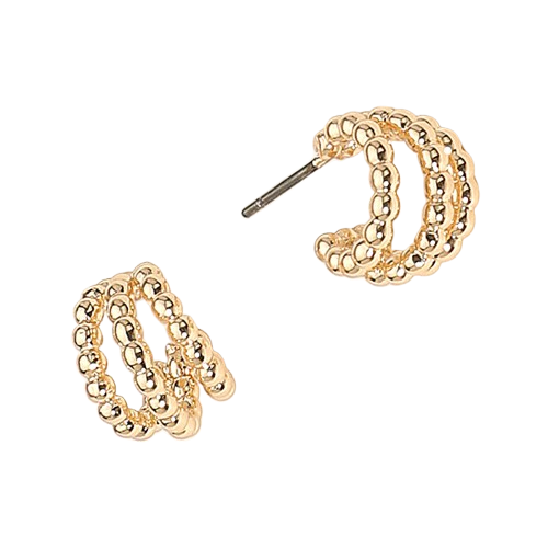 Gold Three Row Mini Hoop