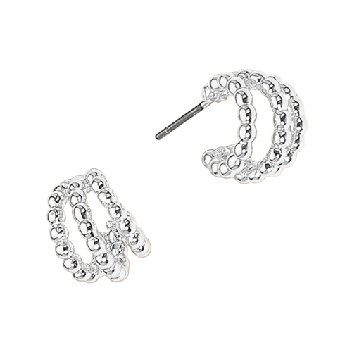 Silver Three Row Mini Hoop