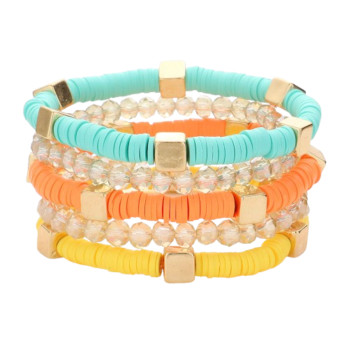 Set of 5 Multicolor Stretch Bracelets