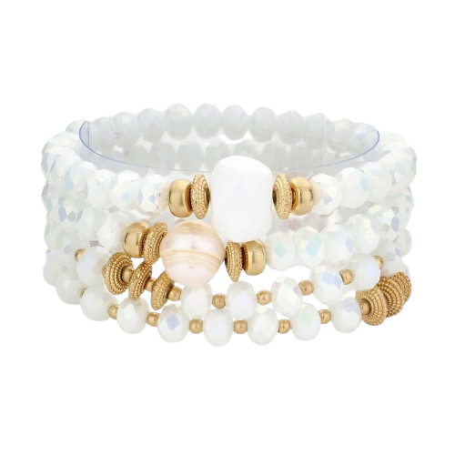 Set of 4 White Pearl Stretch