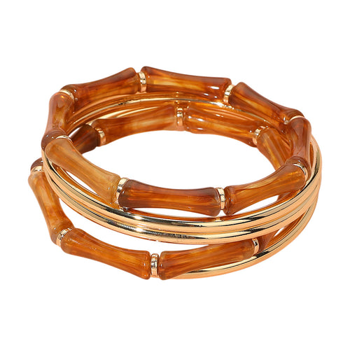 Tortoise Bamboo Gold Bangle Set