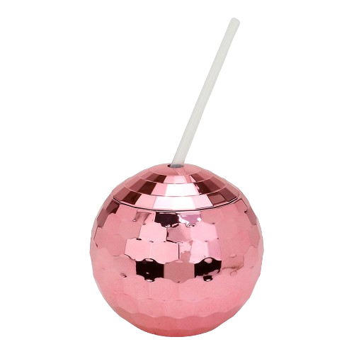 Pink Disco Cup with Straw