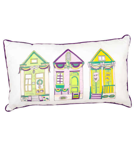 Mardi Gras Shotgun Houses Pillow