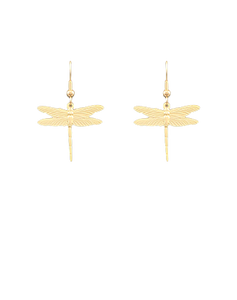 Matte Gold Dragonfly Earrings