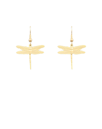 Matte Gold Dragonfly Earrings