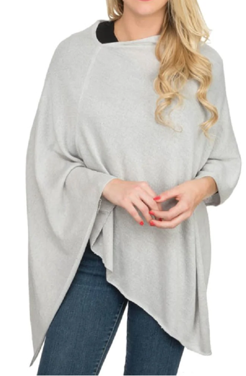 Metallic Silver Bamboo Poncho