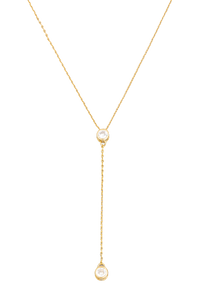 Gold Rhinestone Charm Y Necklace