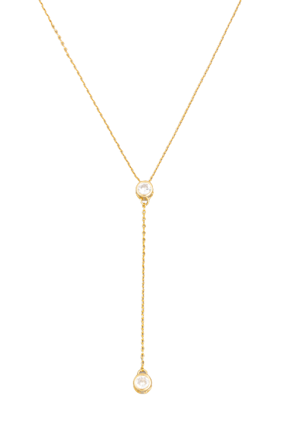 Gold Rhinestone Charm Y Necklace