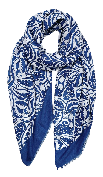 Navy Floral Paisley Scarf