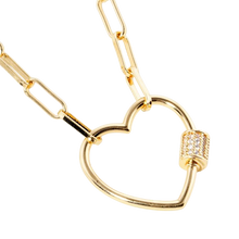 Gold Open Heart Carabiner Necklace