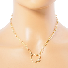 Gold Open Heart Carabiner Necklace