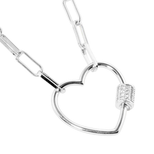 Silver Open Heart Carabiner Necklace