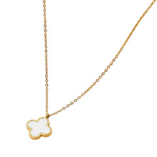 Stainless Steel White Quatrefoil Necklace