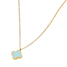Stainless Steel Blue Quatrefoil Necklace
