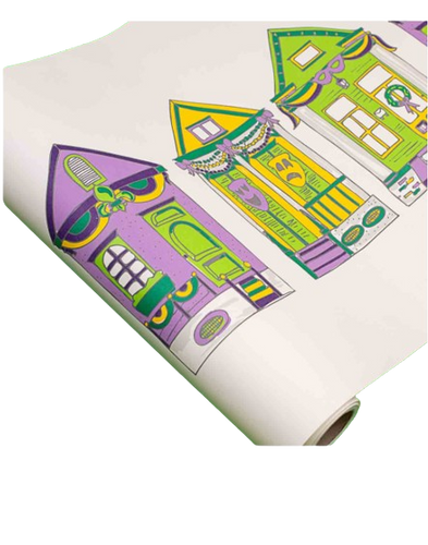 Mardi Gras Parade Houses Paper Table Runner