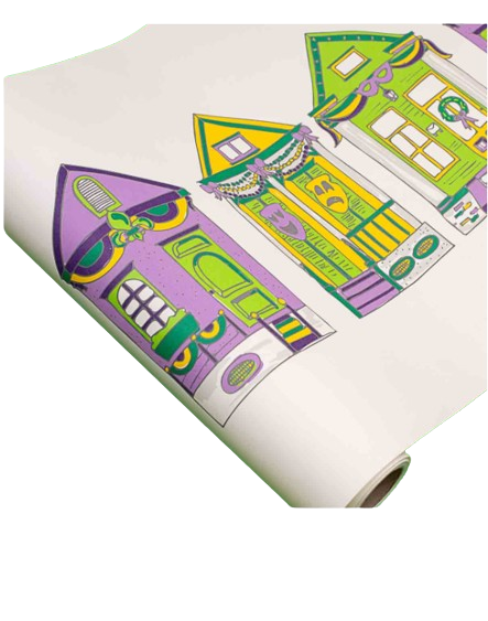 Mardi Gras Parade Houses Paper Table Runner