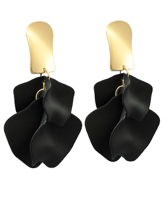 Black Petal Cluster Post Earrings